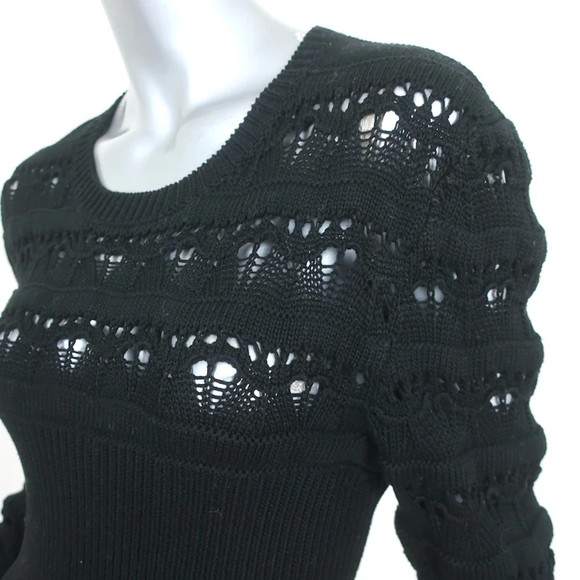 Valentino Sangallo Open Knit Sweater Black Cotton Size Extra Large NEW - Picture 3 of 10